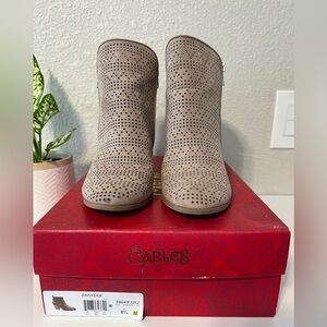 Carlos by Carlos Santana Taupe Perforated Ankle Boots